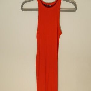 Zara Red Ribbed Tank Dress